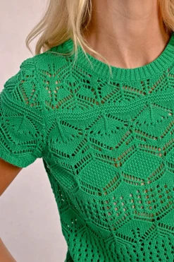 S/S Textured Sweater - Green