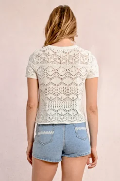 S/S Textured Sweater - Off White