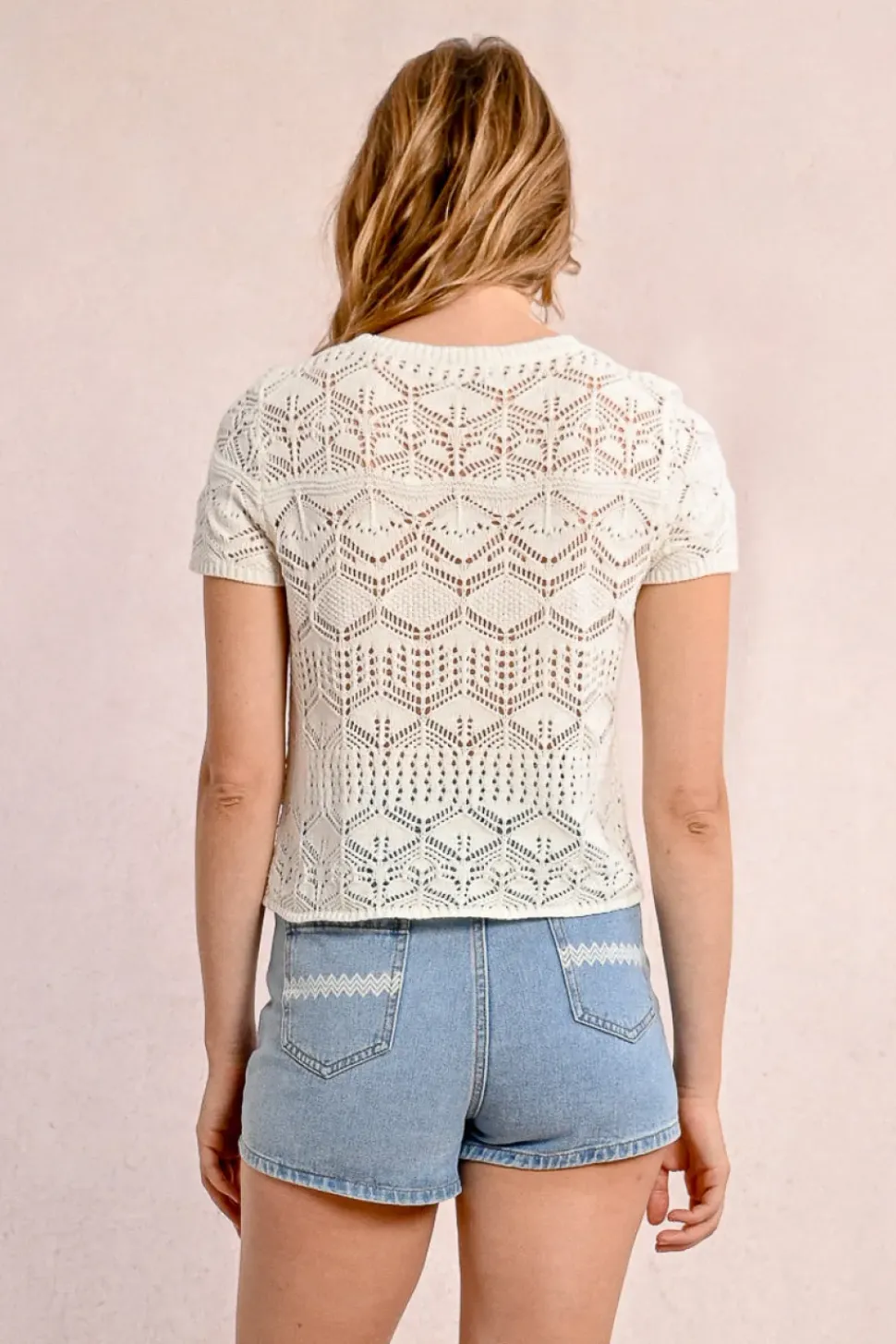 S/S Textured Sweater - Off White