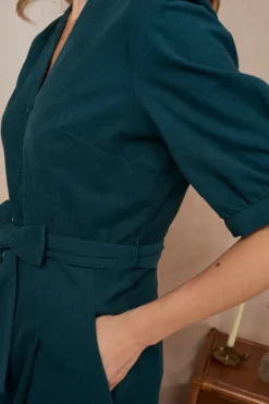 Stella Needlecord Deep Teal Jumpsuit