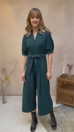 Stella Needlecord Deep Teal Jumpsuit