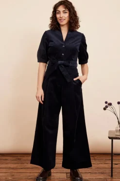 Stella Needlecord Navy Black Jumpsuit
