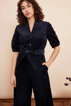 Stella Needlecord Navy Black Jumpsuit