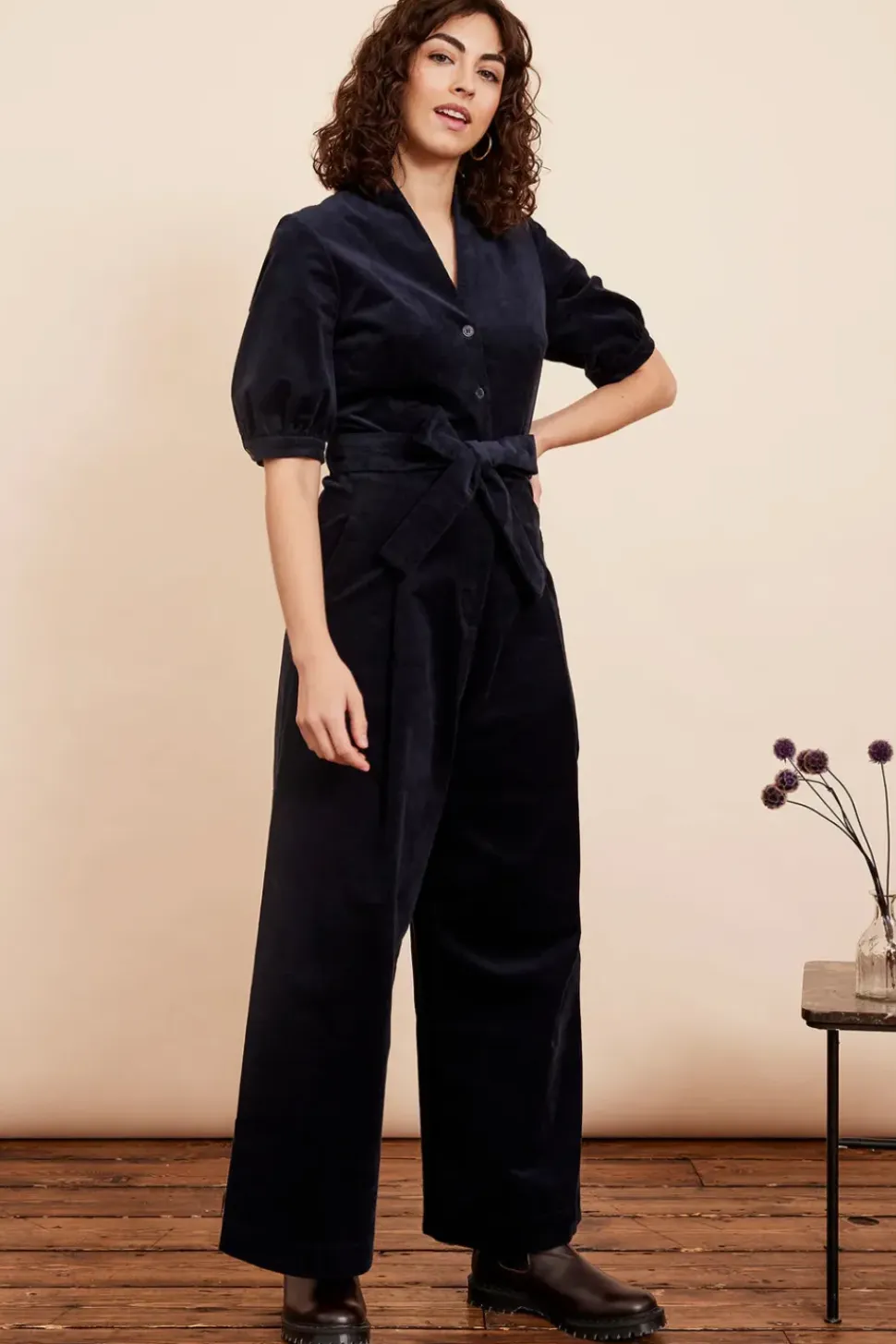 Stella Needlecord Navy Black Jumpsuit