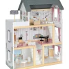 3-Story Wooden Doll House Set W/Elevator, Balcony & Stairs