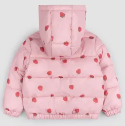 Strawberry Print on Rose Hooded Packable