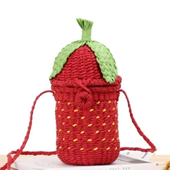 Strawberry Straw Crossbody Bag