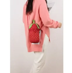 Strawberry Straw Crossbody Bag