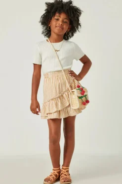 Striped Asymmetric Ruffle Skirt