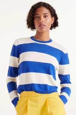Striped Long Sleeve Sweater - Blue
