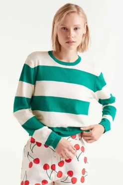Striped Long Sleeve Sweater - Green