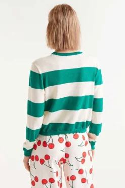 Striped Long Sleeve Sweater - Green