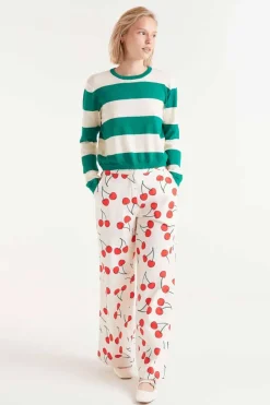 Striped Long Sleeve Sweater - Green