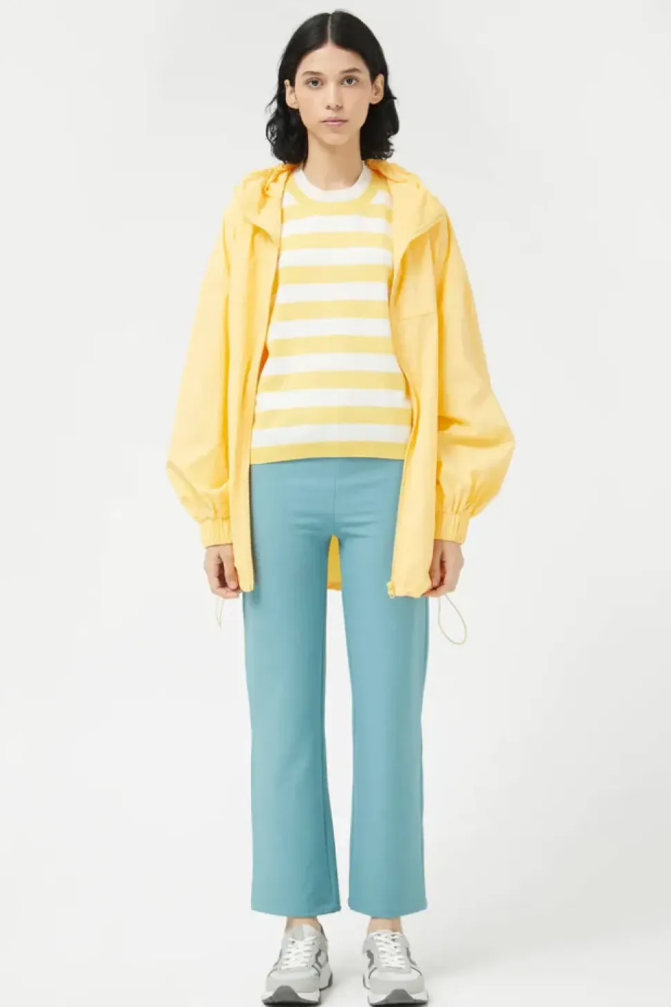 Striped Short Sleeve Sweater - Yellow