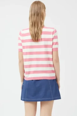 Striped Short Sleeve Sweater - Pink