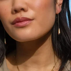 Teardrop Threader Earring - 18K Gold Plated