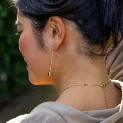 Teardrop Threader Earring - 18K Gold Plated