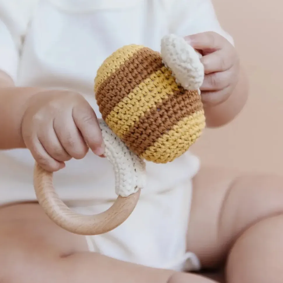 Teether Bee Cotton Crochet Rattle