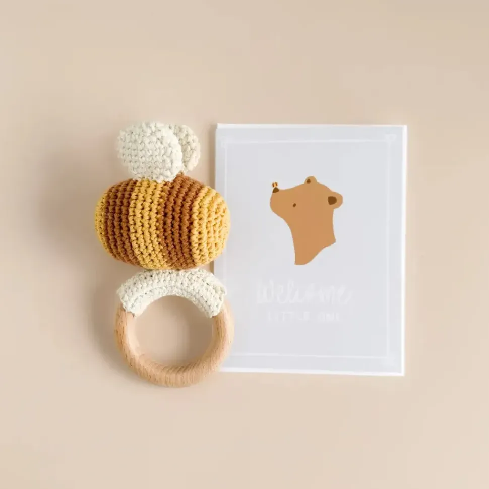 Teether Bee Cotton Crochet Rattle