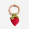 Teether Strawberry Red Cotton Crochet Rattle