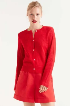 Textured Cardigan - Red