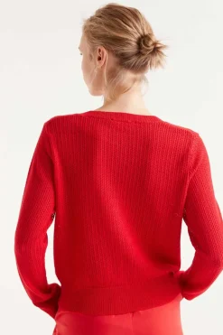 Textured Cardigan - Red
