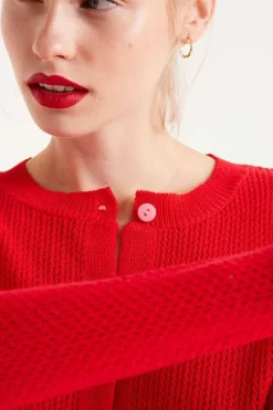 Textured Cardigan - Red