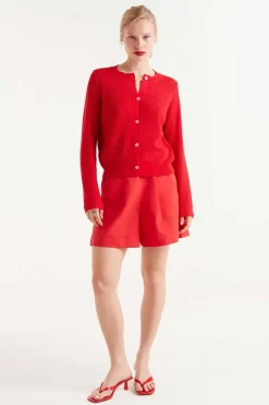 Textured Cardigan - Red