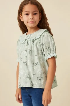 Textured Floral Lace Peter Pan Collar Top