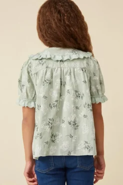 Textured Floral Lace Peter Pan Collar Top