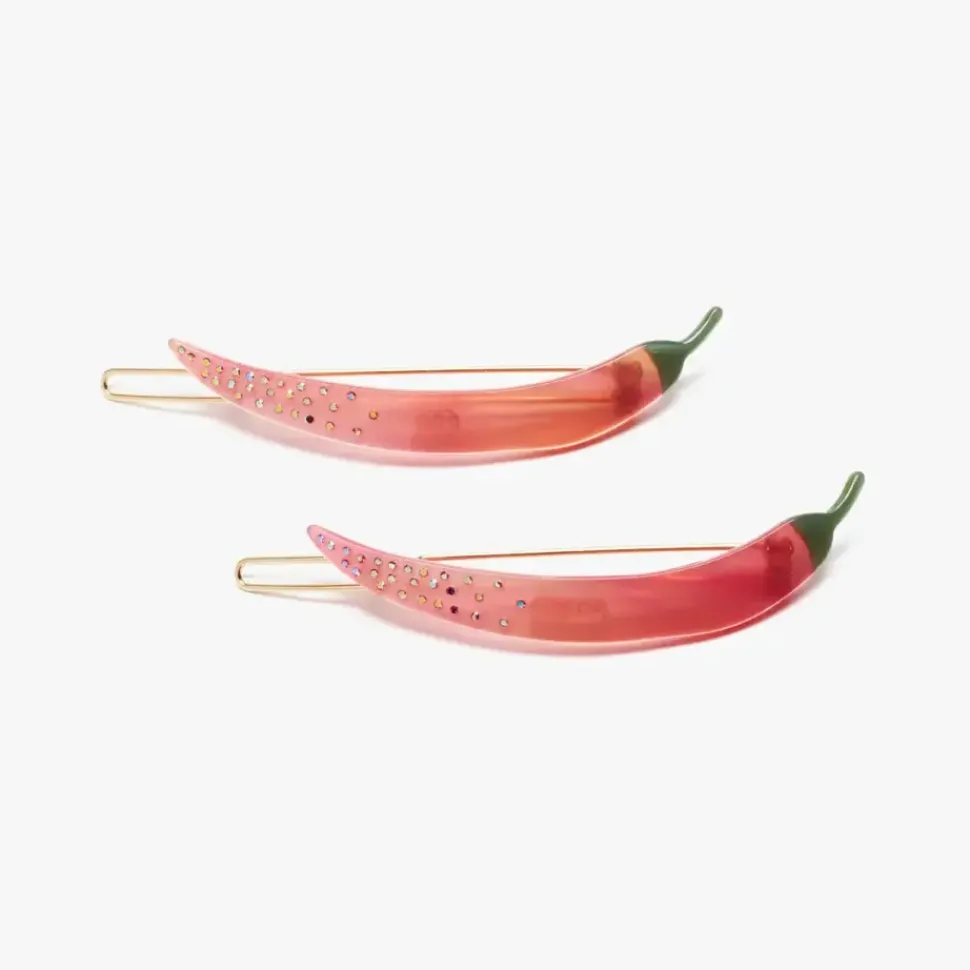 Thai Chili Pepper Acetate Barrette Clip Set