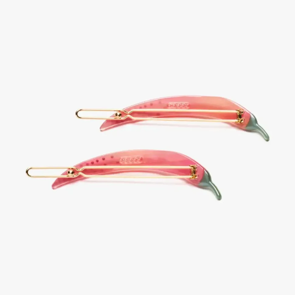 Thai Chili Pepper Acetate Barrette Clip Set