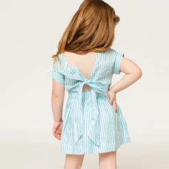 The Bow Back Dress - Linen Stripe