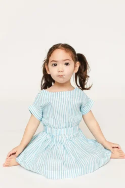 The Bow Back Dress - Linen Stripe