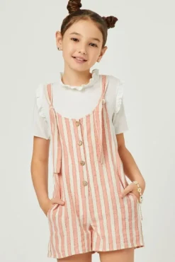 Tie Button-Front Romper