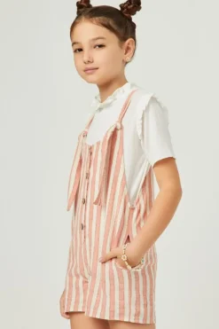 Tie Button-Front Romper