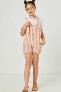Tie Button-Front Romper
