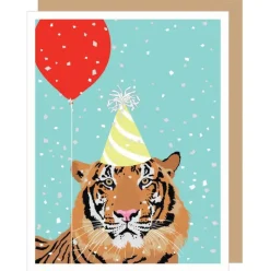 Tiger + Red Balloon Birthday Card