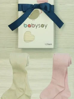 Tights - Set of 2 (Cream + Pink)