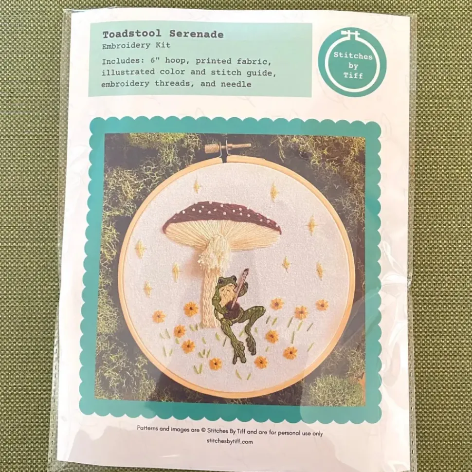 Toadstool Serenade Frog & Mushroom Craft Diy Embroidery Kit