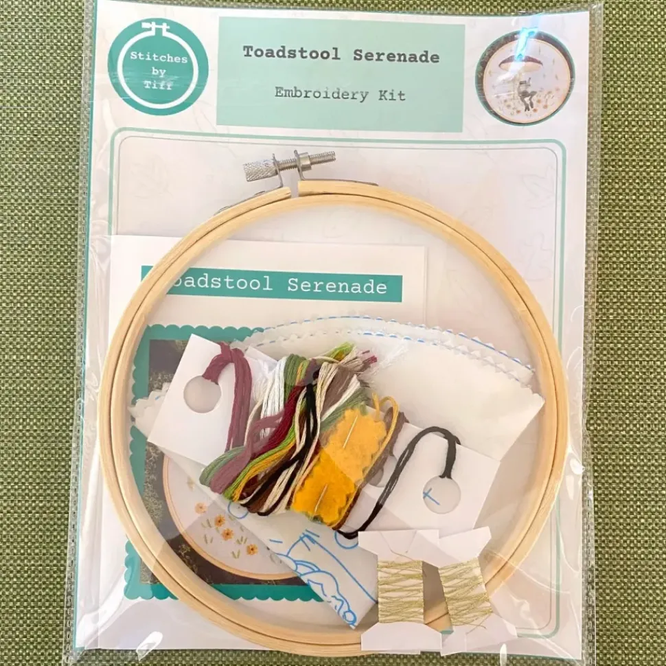 Toadstool Serenade Frog & Mushroom Craft Diy Embroidery Kit