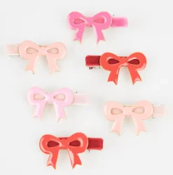 Valentine's Bow Hair Clips (x6)
