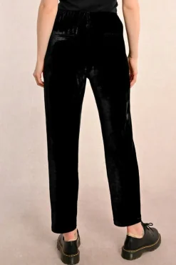 Velvet Cigarette Pants - Black