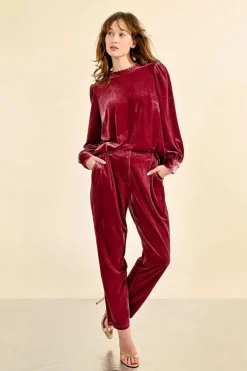Velvet Cigarette Pants - Pink