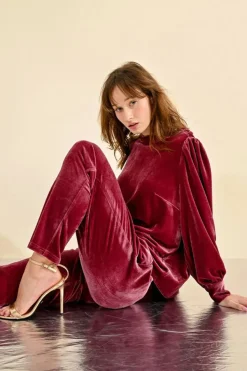 Velvet Cigarette Pants - Pink