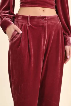 Velvet Cigarette Pants - Pink