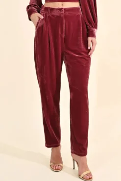 Velvet Cigarette Pants - Pink