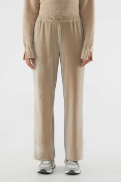 Velvet Stretch Pants - Beige