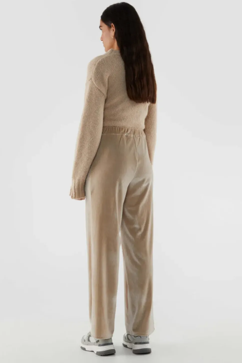 Velvet Stretch Pants - Beige