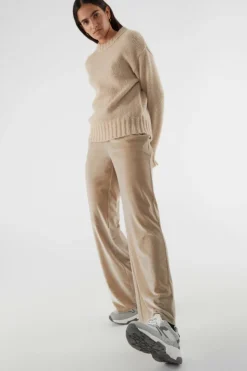 Velvet Stretch Pants - Beige